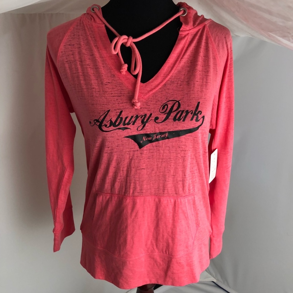 Miami Style super soft hot pink lightweight burnout graphic hoodie shirt